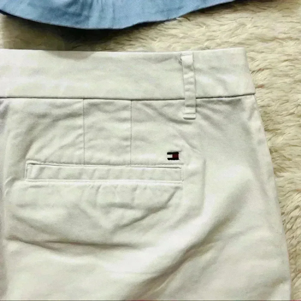 2 Pair of Tommy Hilfiger‎ White & Blue Chino Flat Front Shorts Size 6 & 8